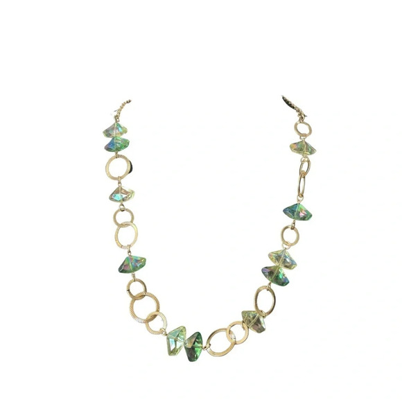 NWT | Crystal/Gold Necklace  & Earring Set - Picture 1 of 5